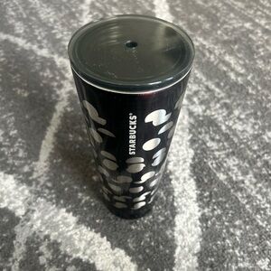 Starbucks Black Tumbler with Silver Pattern